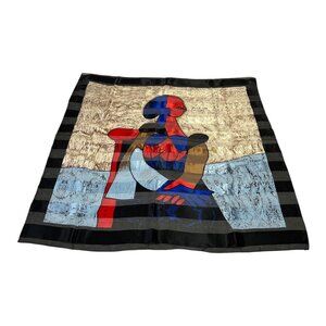 Vintage Picasso-Inspired Silk Scarf – Abstract Woman Print Art Wrap 1980s–1990s